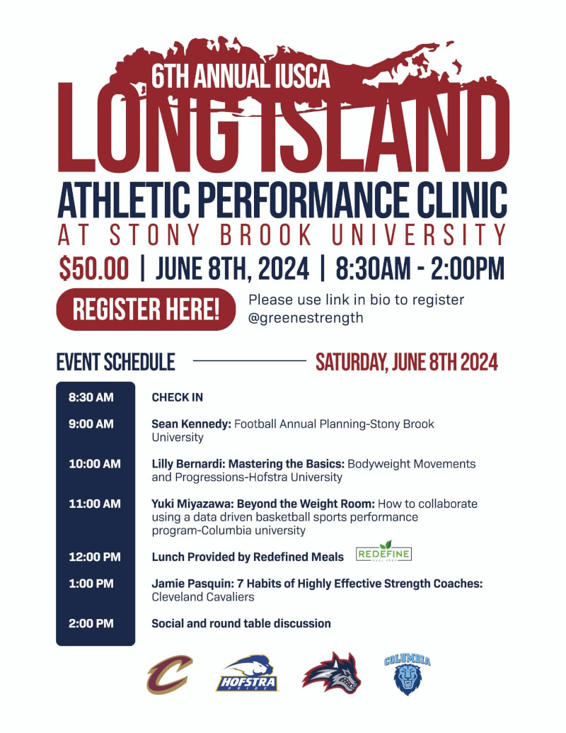 6th Annual IUSCA Long Island Athletic Performance Clinic Flier Image